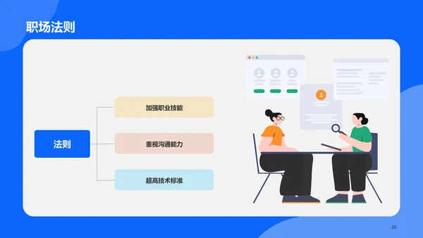 蓝色插画春季校园大型招聘PPT