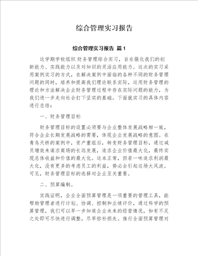 综合管理实习报告