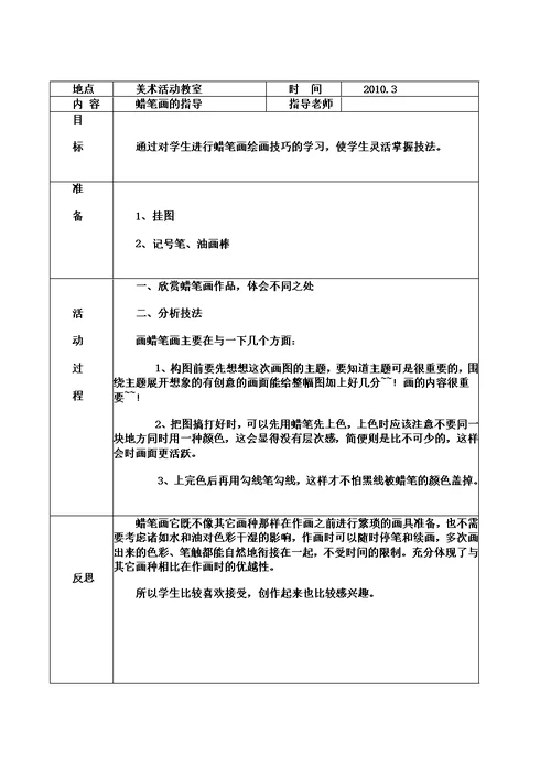 美术兴趣小组活动记录