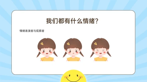 蓝黄简约插画风孩子情绪的引路人家长会PPT模板情绪管理