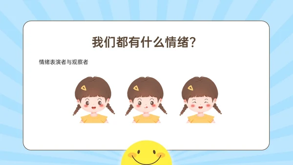 蓝黄简约插画风孩子情绪的引路人家长会PPT模板情绪管理