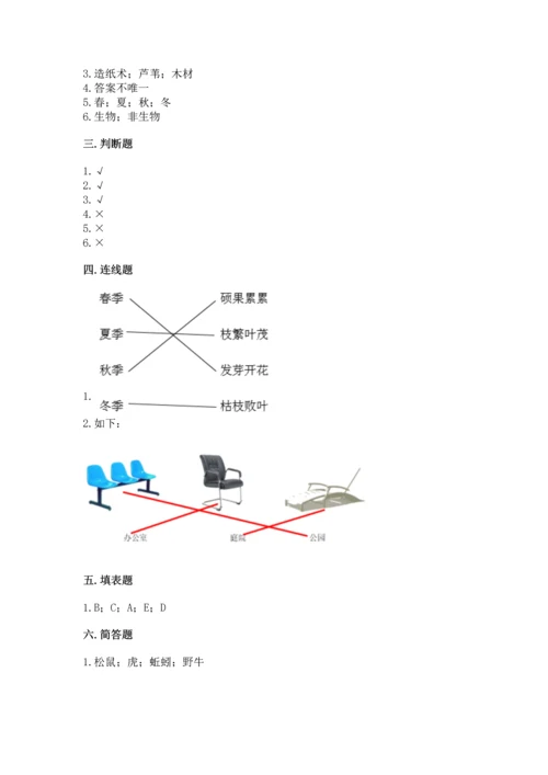 教科版二年级上册科学期末测试卷精品带答案.docx