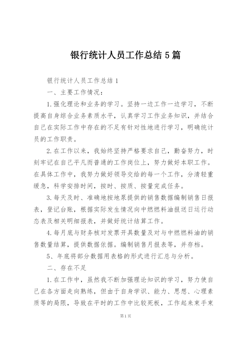 银行统计人员工作总结5篇.docx