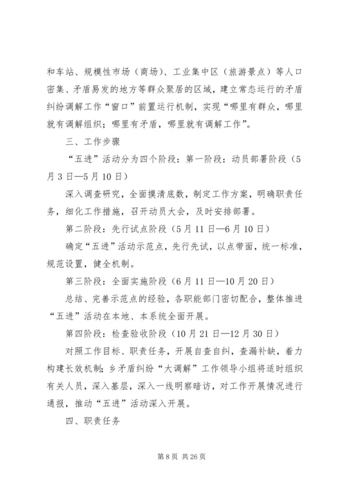 乡镇矛盾纠纷大调解五进实施方案_1.docx