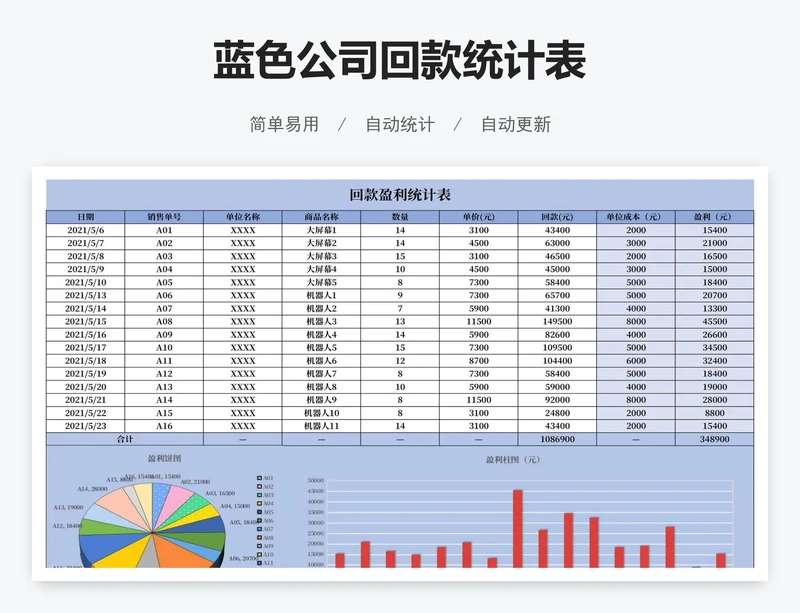 蓝色公司回款统计表
