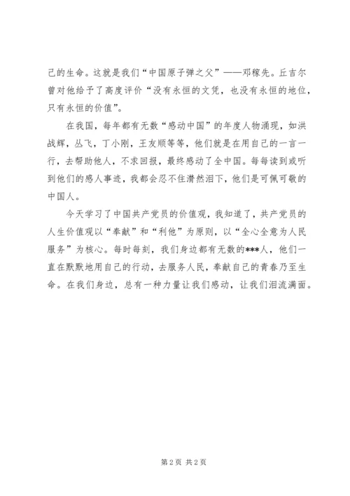 思想汇报范文XX年6月：党员的价值观.docx