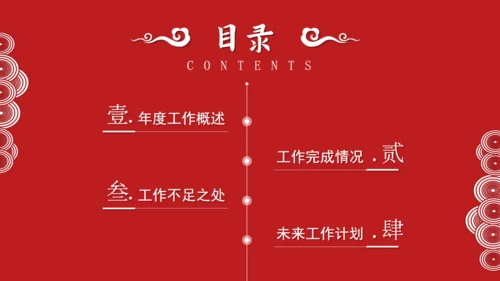 大气中国红年终总结通用PPT模板