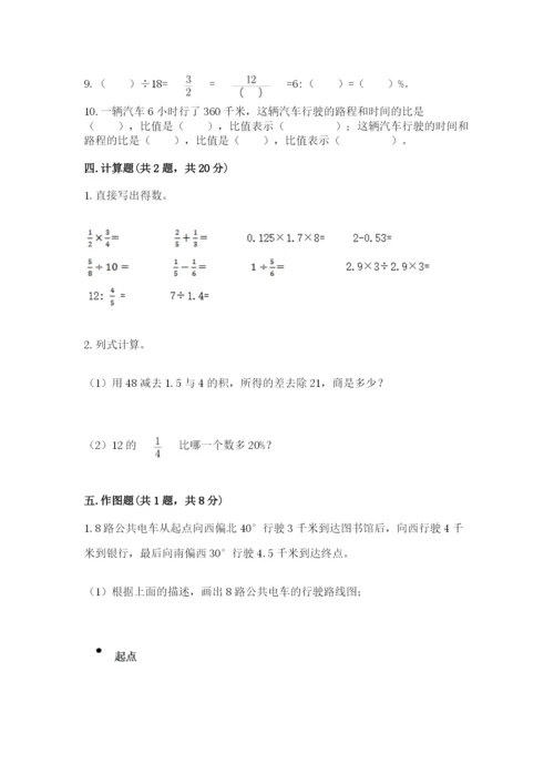 2022年人教版六年级上册数学期末测试卷及参考答案【轻巧夺冠】.docx