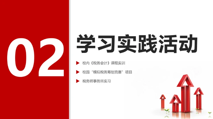 红色商务风会计学专业大学生职业生涯规划发展展示PPT模版