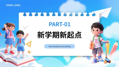 蓝色3D风开学季迎新班会PPT模板