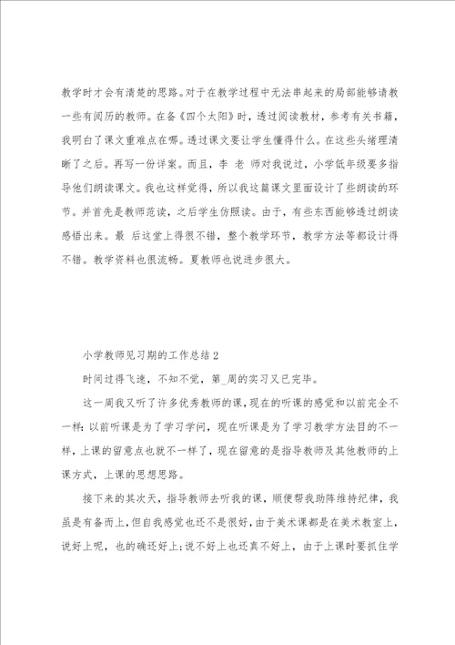 小学教师见习期的工作总结5篇