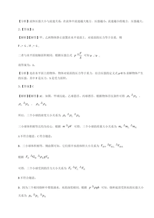基础强化湖南长沙市铁路一中物理八年级下册期末考试专项练习B卷（解析版）.docx