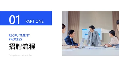 蓝色简约风商务企业招聘会PPT章节页