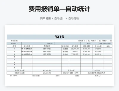 费用报销单—自动统计