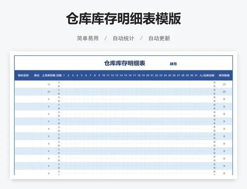 仓库库存明细表模版