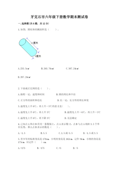 牙克石市六年级下册数学期末测试卷带答案.docx