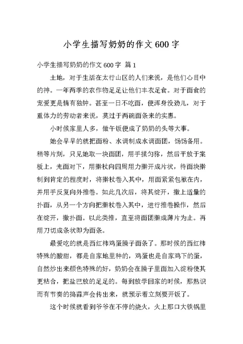 小学生描写奶奶的作文600字