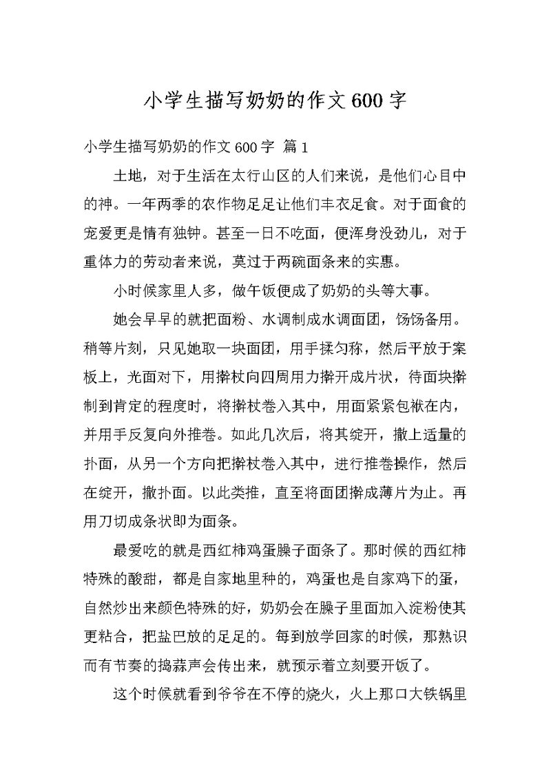 小学生描写奶奶的作文600字