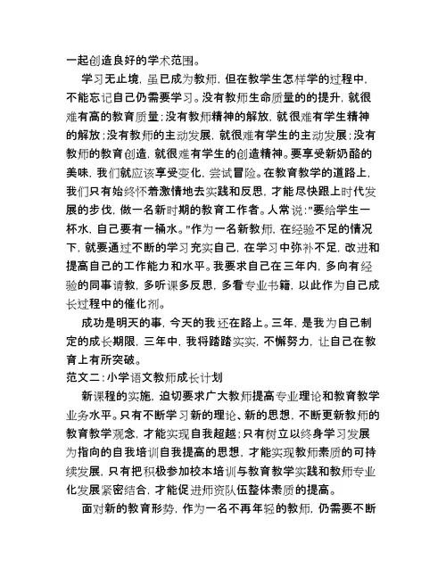 小学语文老师专业成长规划