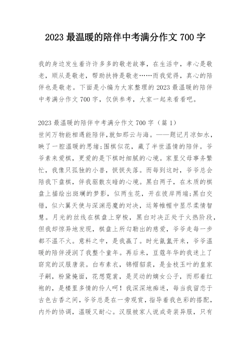 2023最温暖的陪伴中考满分作文700字.docx