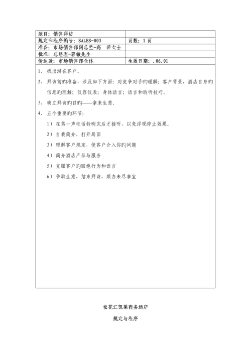 商务连锁酒店市场销售部统一规定与程序.docx