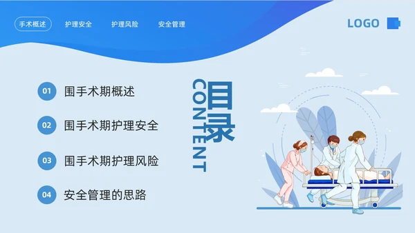 蓝色卡通围手术期安全管理PPT模板宣传PPT动态PPT