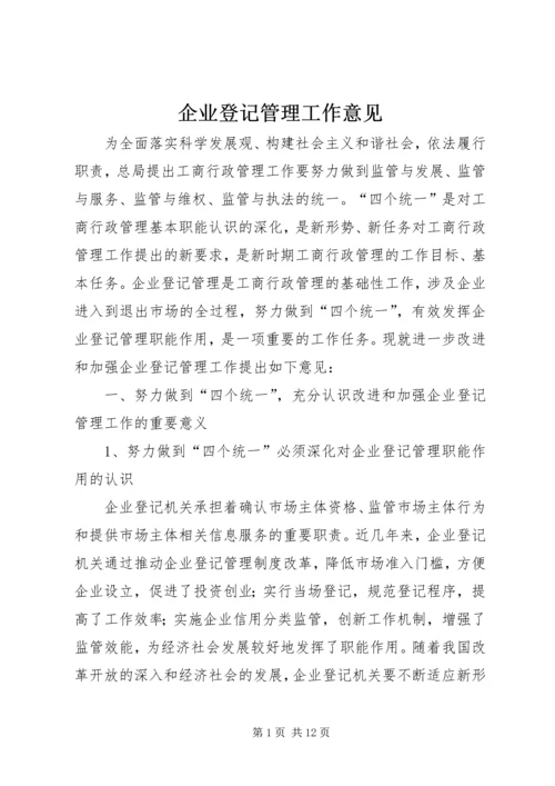 企业登记管理工作意见.docx