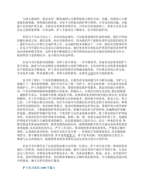 护士实习总结1500字精选10篇