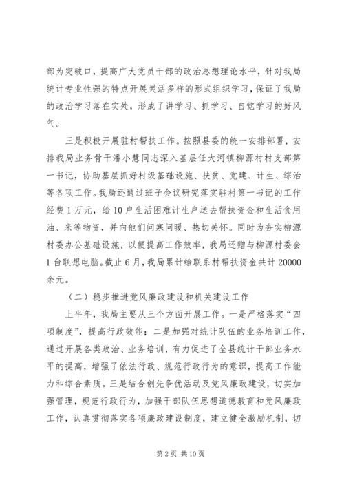 统计局上半年工作总结及下半年工作计划.docx