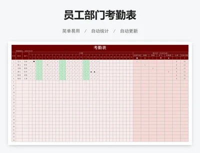 员工部门考勤表