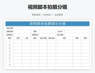 视频脚本拍摄分镜