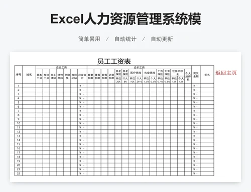 Excel人力资源管理系统模版
