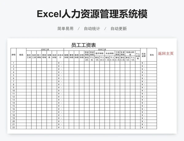 Excel人力资源管理系统模版