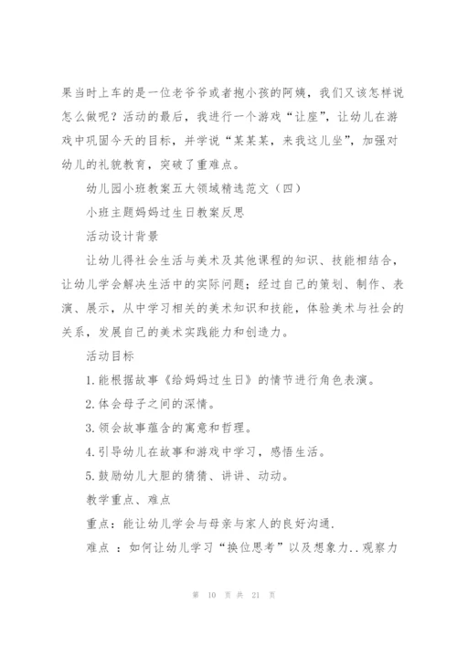 幼儿园小班教案五大领域范文.docx