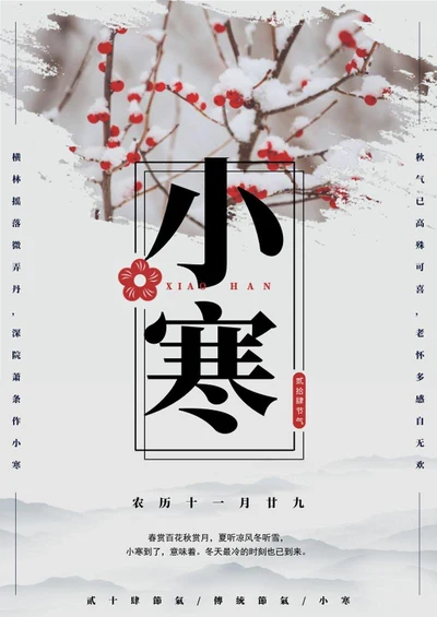 二十四节气之小寒海报word模板