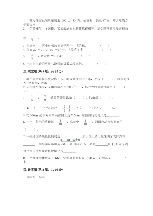 人教版六年级下册数学期末测试卷及答案【考点梳理】.docx