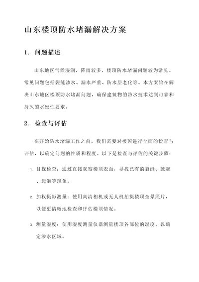 山东楼顶防水堵漏解决方案