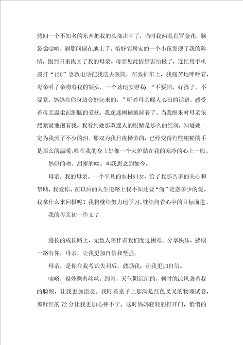我的母亲初一作文 2