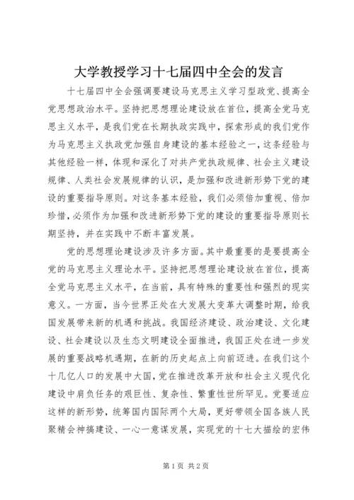 大学教授学习十七届四中全会的发言.docx