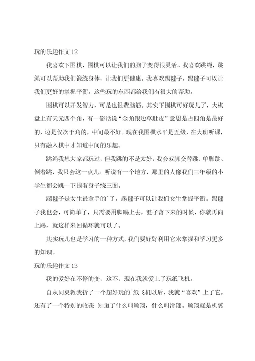 玩的乐趣作文