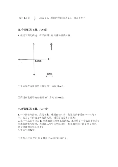 小学六年级下册数学期末卷附完整答案（全优）.docx