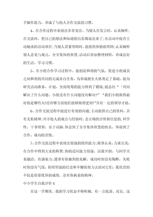 中小学生自我评价