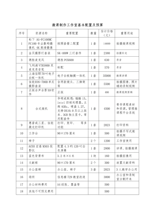 微课制作工作室基本配置及预算.docx