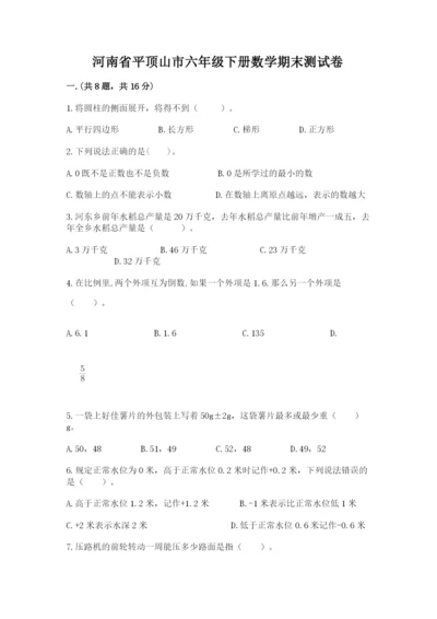 河南省平顶山市六年级下册数学期末测试卷（必刷）.docx