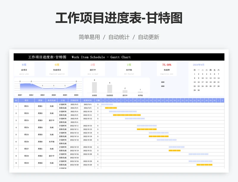 工作项目进度表-甘特图