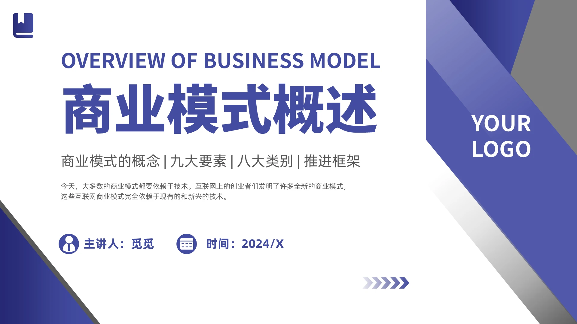 紫色商务风格商业模式概述创业项目路演团队管理计划书PPT模板