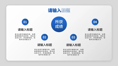 蓝白简约立体年中述职报告PPT模板