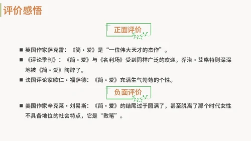 绿色清新九年级语文简爱读书分享说课课件PPT模板语文九年级下册