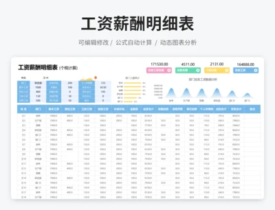 工资薪酬明细表 (个税计算)