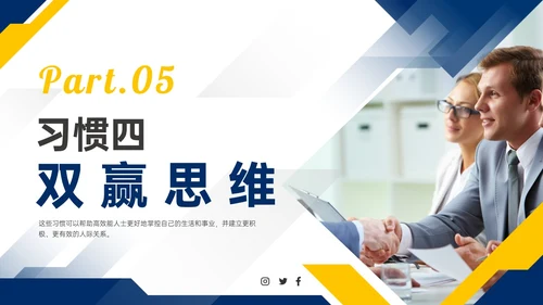 蓝色黄色商务实拍高效能人士的七习惯ppt